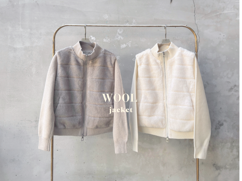 羊毛針織鵝絨外套