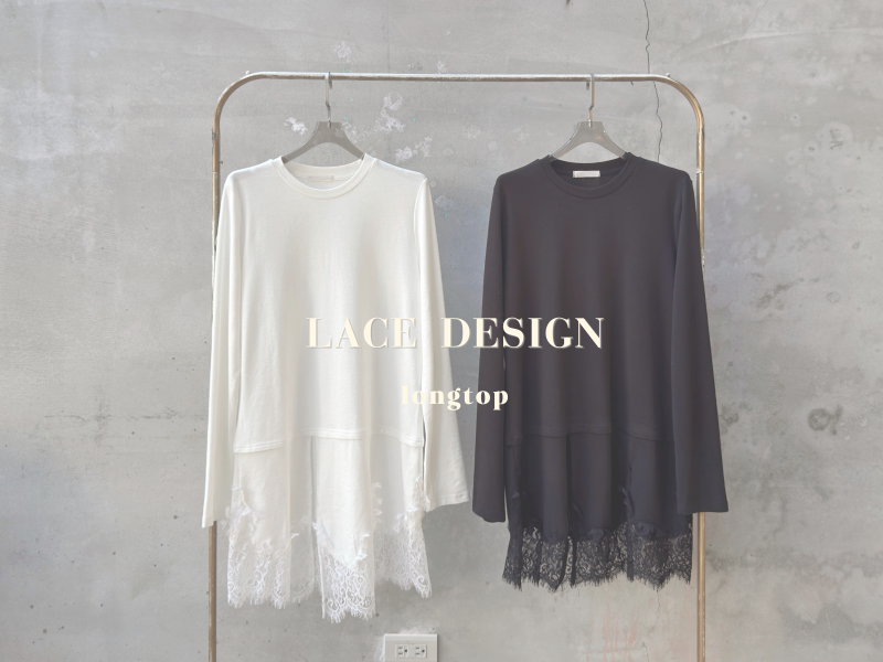 蕾絲設計長版上衣
