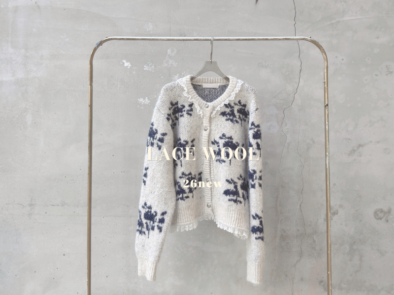 滾蕾絲邊毛衣外套