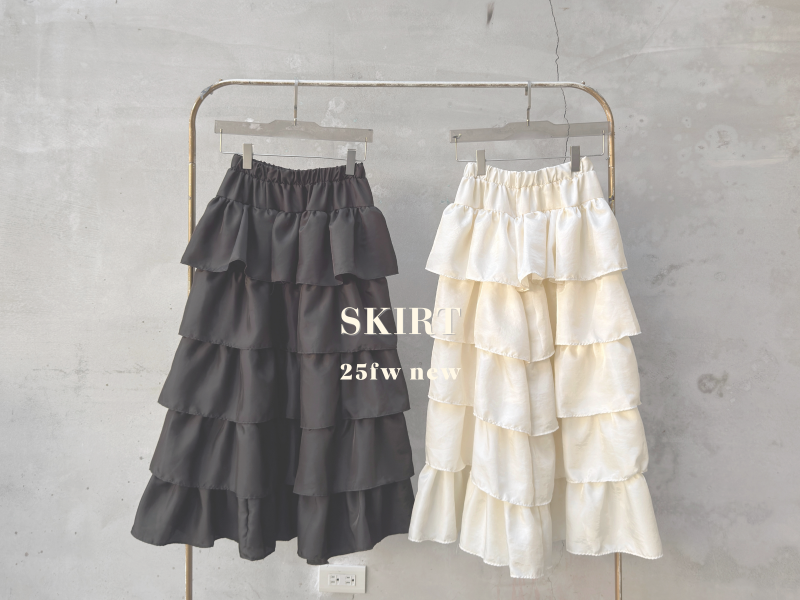 細緻光澤蛋糕長裙