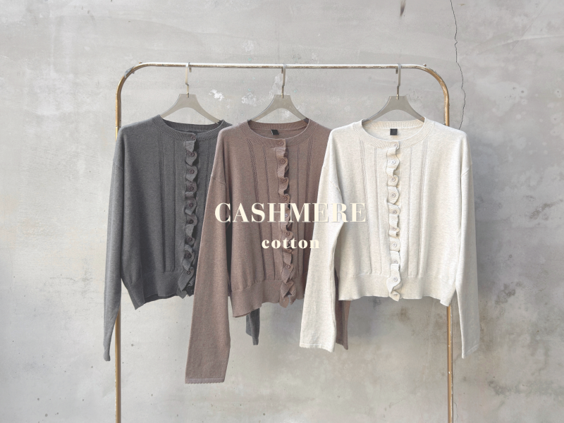 棉混cashmere木耳邊小罩衫