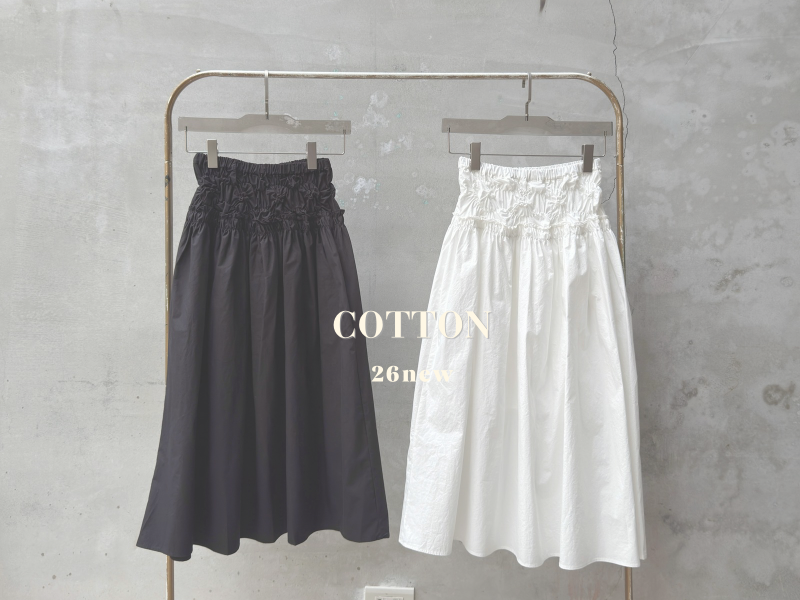 抓褶層次棉質圓裙