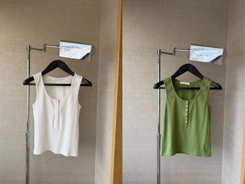 排釦彈性棉明星穿搭款背心