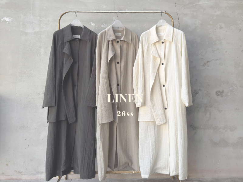 超薄亞麻混人造絲風衣