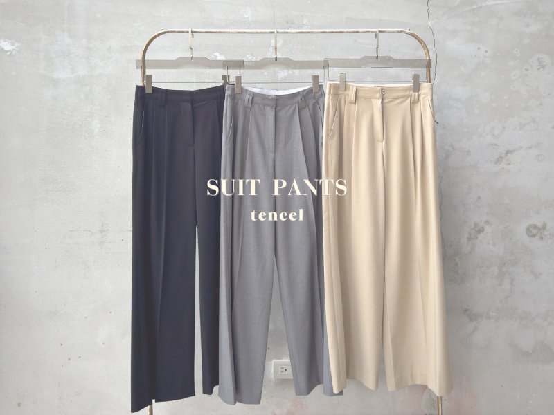 新版天絲前打褶西褲