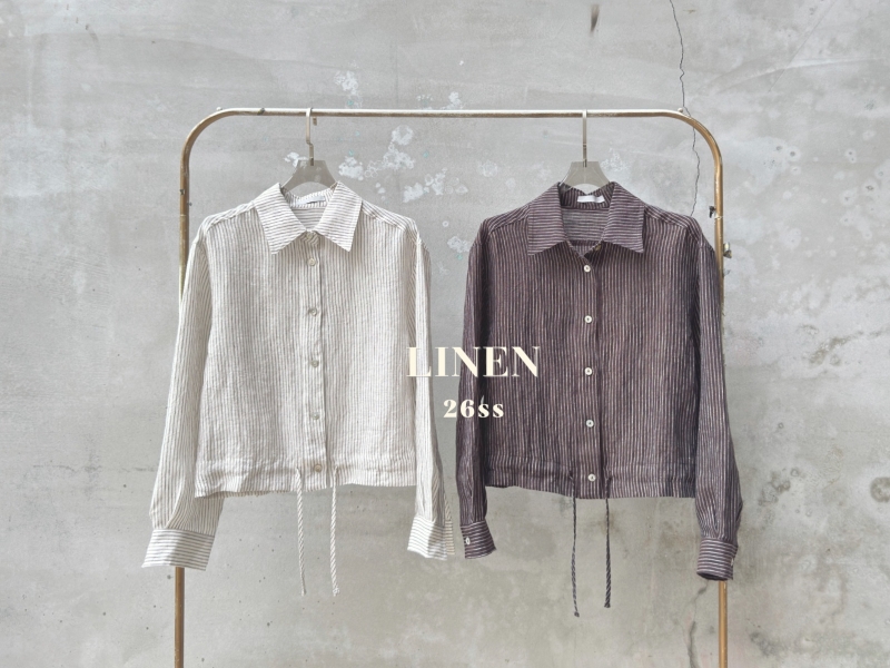 100%麻料細條紋小外套